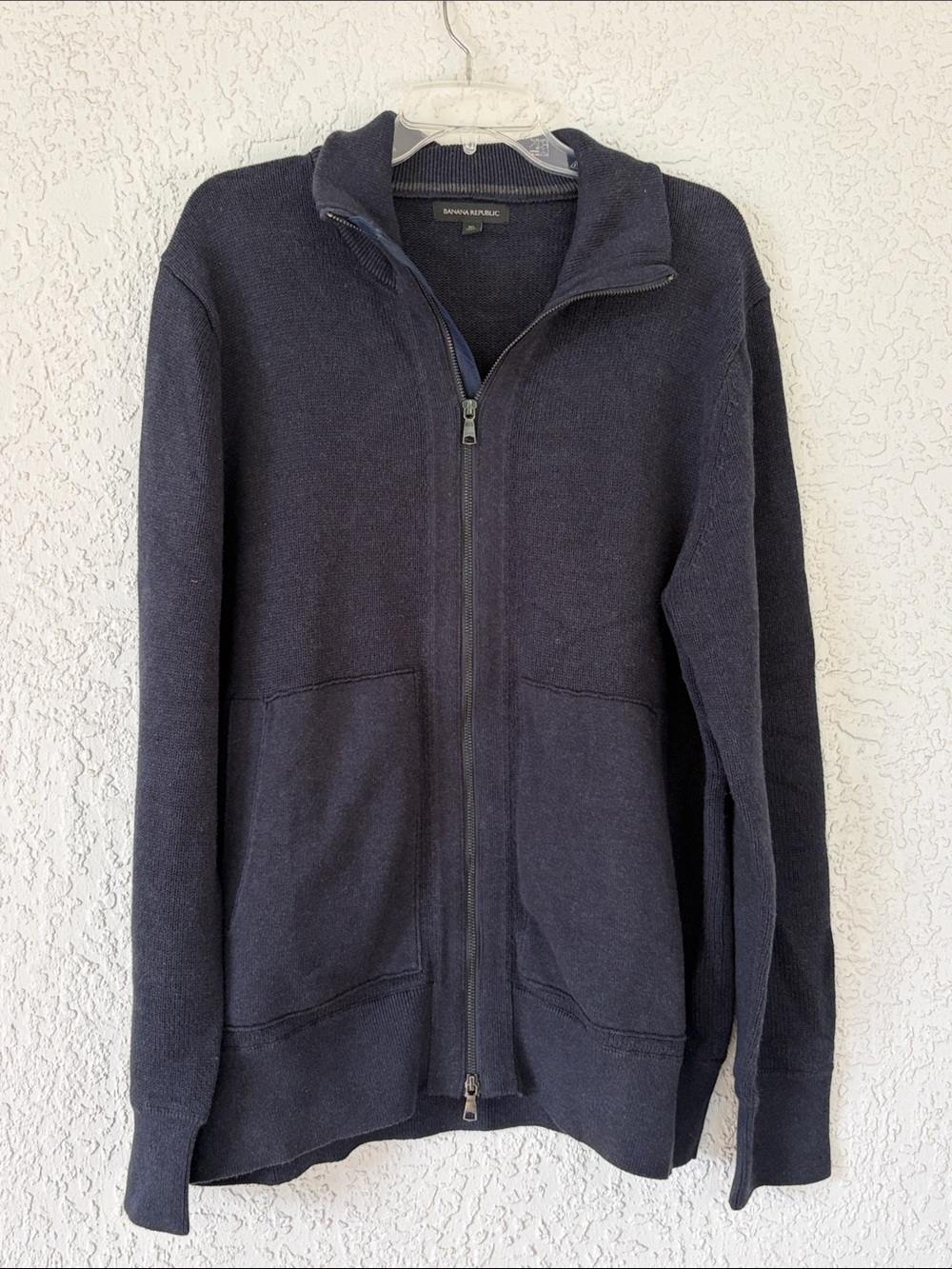 Banana Republic Men's Dark Navy Full-Zip Knit Sweater size XL